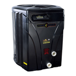 SaltPoolGuys.com AquaCal HeatWave SuperQuiet black pool heat pump with digital controls and titanium heat exchanger.