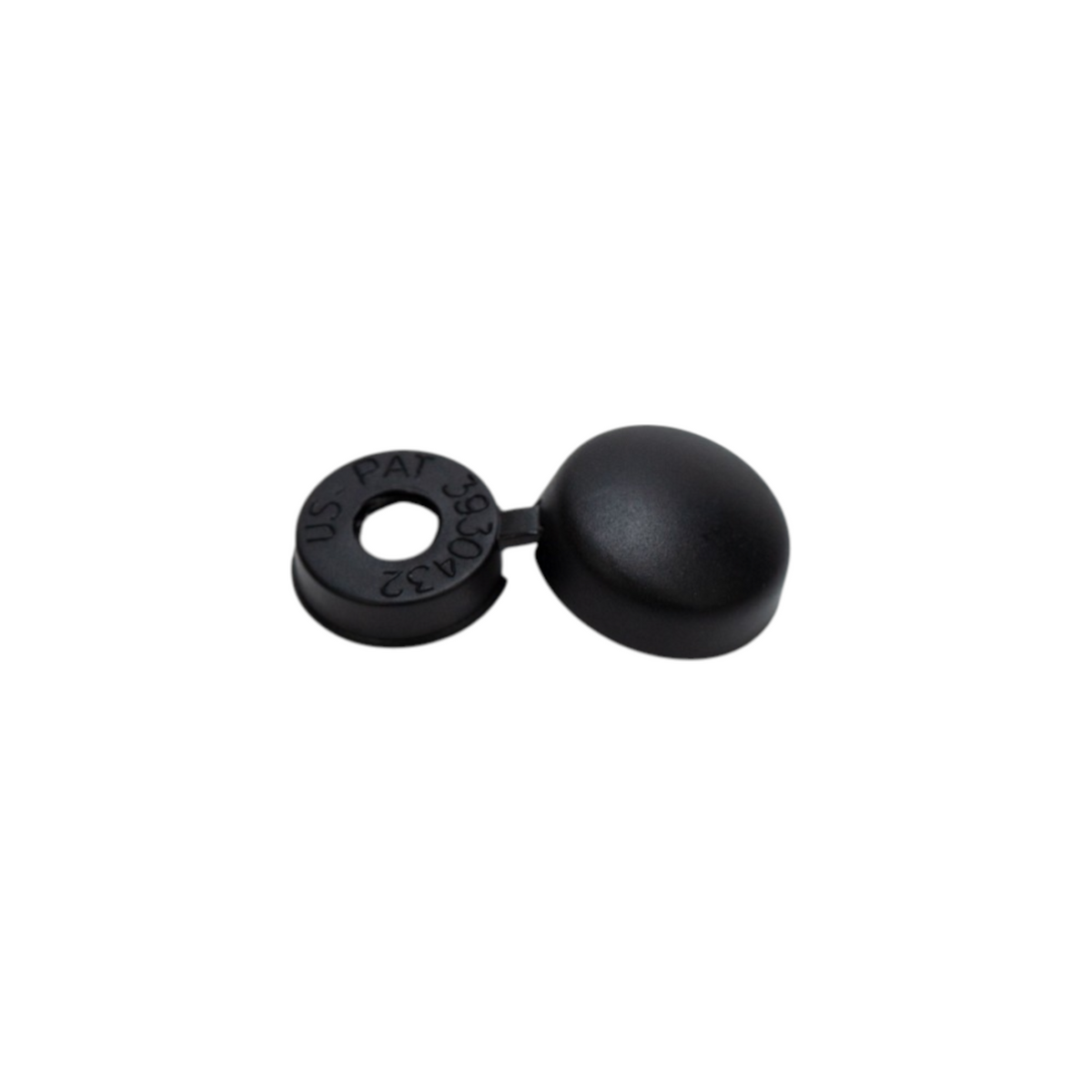 SaltPoolGuys.com black plastic fan grille screw cap with US patent number 3930432 embossed.